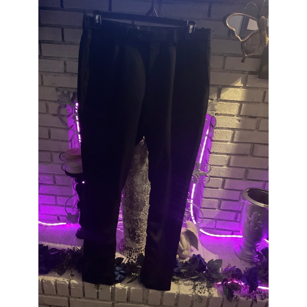 George Mens Black Dress Pants 34x34 Flat Front Straight Leg Trousers GN07423